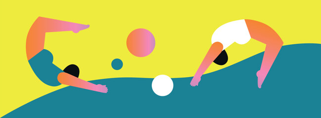 Woman sport activities. Female character on bike and skateboard vector illustration set. Beautiful young woman. Sportive ladies working out. Healthy lifestyle, active workout	
