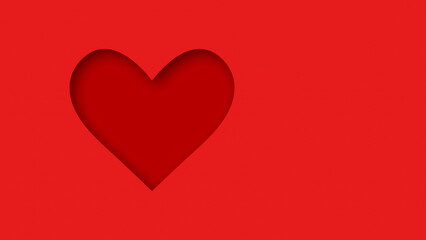 red textured canvas background with heart shape cutout