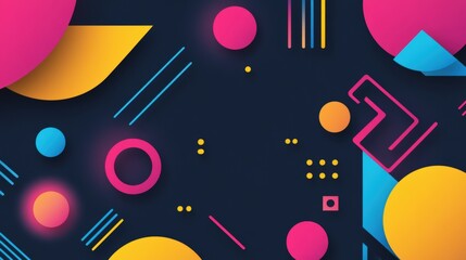 Bright geometric shapes create a vibrant abstract background design