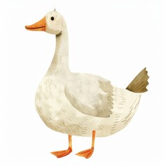 Obraz premium A charming illustration of a goose, featuring a smooth body, orange beak, and vibrant feet, perfect for children's books.