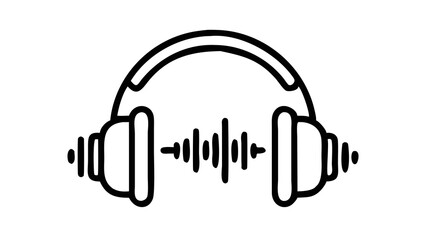 Audio technology icon with headphones and a sound wave