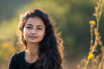 Fototapeta premium Beautiful Indian girl posing in nature.