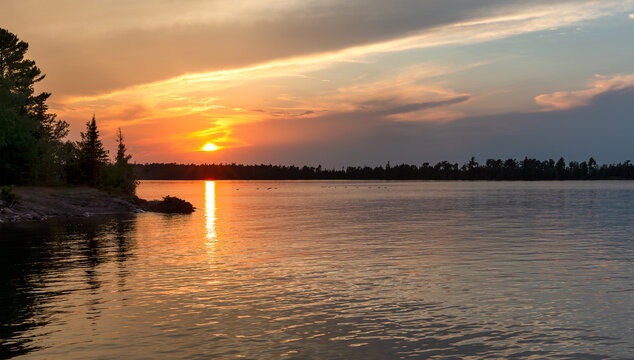Northwoods Sunset Over Water