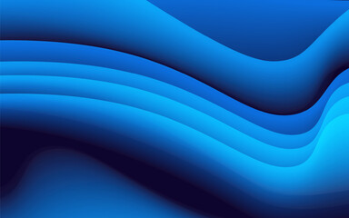 Dynamic blue wave flowing on dark background abstract digital art illustration for modern design