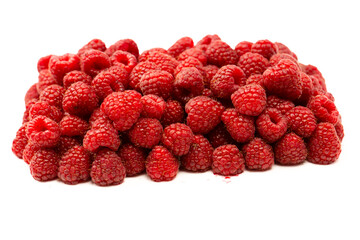 Tasty fresh raspberry isolated on a white background. Top view.
