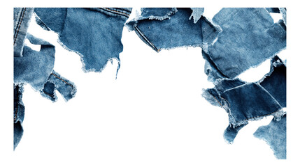 PNG Torn denim fabric pieces with frayed edges