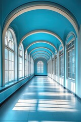 Blue Arched Hallway