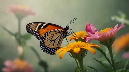 Fototapeta premium butterfly on the flowers in the garden 