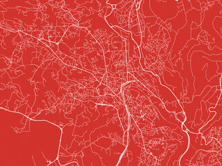 Christmas Map of Varese, Italy in Snowy White on Festive Red Background.