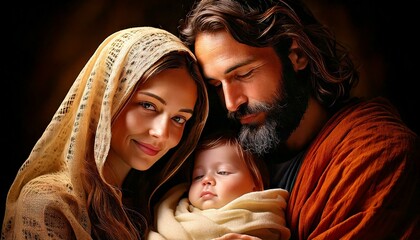 Święta Rodzina. Jezus, Józef i Maryja. Boże narodzenie © Monika