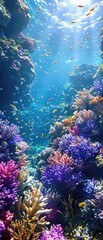 Fototapeta premium A majestic coral reef teeming with marine life and colorful fish in the tropical sea , coral, reef, landscape, fish, sea