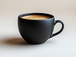 Minimalist Black Cup of Coffee on Neutral Background for Relaxation Concepts