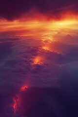 Fototapeta premium Airplane sunset over clouds