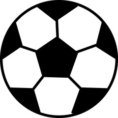 Illustration of a black and white soccer ball pattern with black pentagons and white hexagons.
