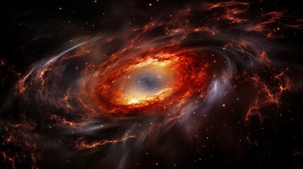 Fototapeta premium A black hole at the center of a galaxy ambient light space on the left,generative ai illustration