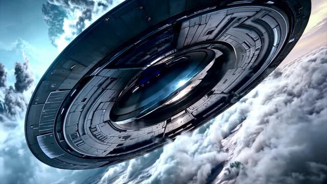 Mothership UFO and disc-shaped drone