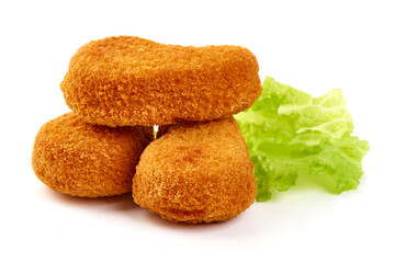 American fast food. Fried Chicken nuggets, isolated on white background.