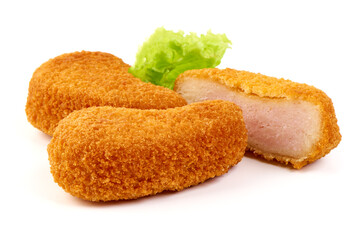 American fast food. Fried Chicken nuggets, isolated on white background.