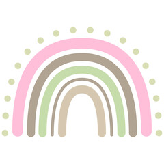 Baby Rainbow vector illustrations, trendy boho rainbows. Doodle style flat vector boho rainbow set. 