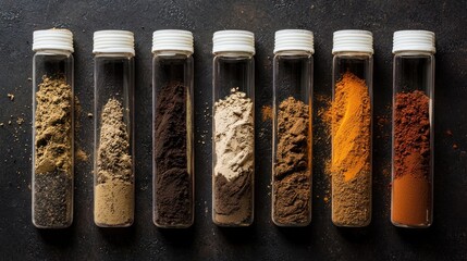 Soil samples with different textures and colors lined up for comparative study