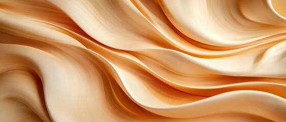 Obraz premium Elegant Serenity Abstract Waves of Tranquility in Earthy Tones - Sophisticated 3D Render for Design Projects