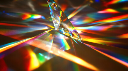 prism creating vibrant light patterns on surface
