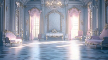 Obraz premium Elegant Interior of a Luxurious Room with Soft Lighting and Decor