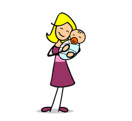 Glückliche Mutter kuschelt mit ihrem neugeborenen Baby