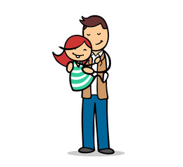 Vater hält glückliche Tochter im Arm