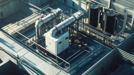 Micro-grid Renewable Energy Generator System: Overhead Perspective on Clean Technology and Infrastructure Integration in Ultra-High Resolution Commercial Photography.