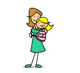 Fürsorglicher Mutter trägt glückliche Tochter