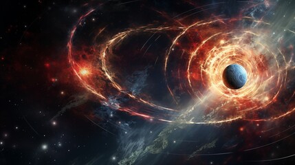 A galactic collision in deep space ambient light space on the left,generative ai illustration