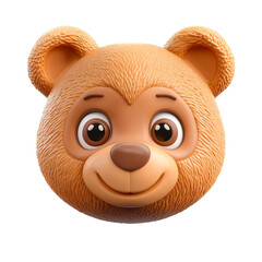 Fototapeta premium 3d cartoon bear avatar 3d cartoon pet avatar cute animal face png smiling brown bear face