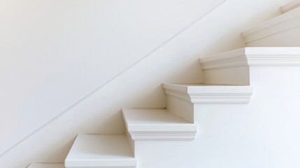 Fototapeta premium Abstract white stairs against a neutral backdrop smooth surfaces and minimal details creating a serene and contemporary visual aesthetic