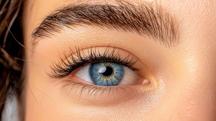 Fototapeta premium Mesmerizing Blue Iris in Serene Close-Up, Beauty of Human Eye with Subtle Textures and Soft Lighting, Healthcare Concept