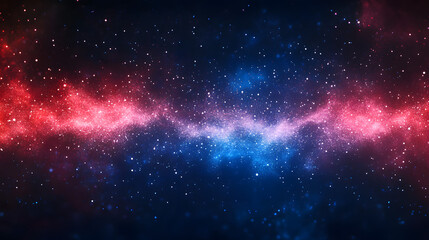 Fototapeta premium Fourth of July Fireworks Celebration Background with Red and Blue Stars.