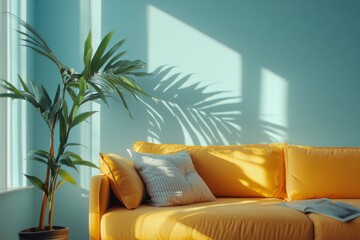 Living room serenity cozy space interior design bright environment minimalist concept