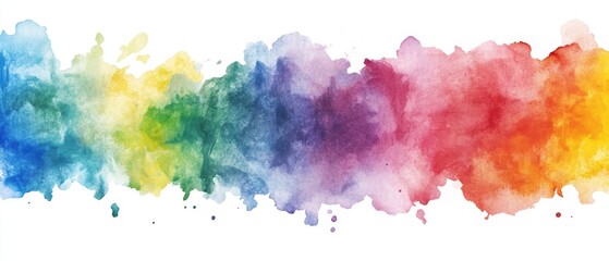 Rainbow watercolor border background isolated on white