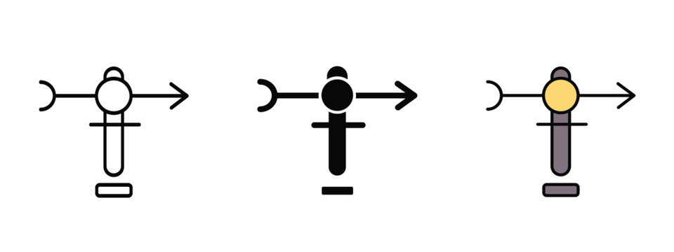 Set of 3 "Veleta" icons with 1 line, 1 silhouette n 1 colored icon with an unexpanded vector icon inside - Simple veleta icon traditional weather vane with directional arrows n rooster wind direction