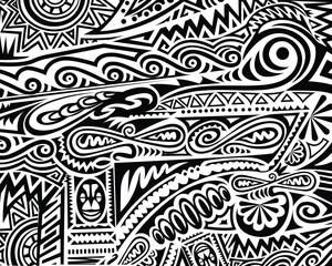 Black and white, pacific and Papua New Guinea tribal Design © Maula