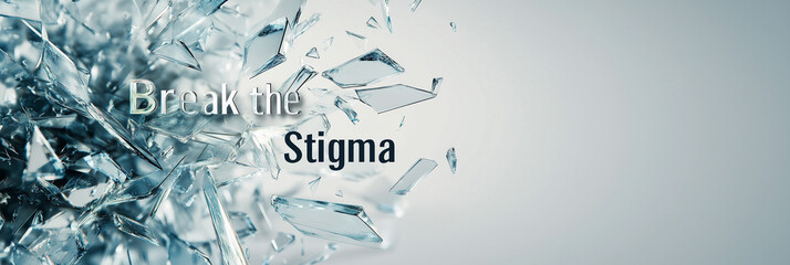 Break the stigma: shattered glass symbolizing overcoming barriers