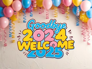 Goodbye 2024 Welcome 2025 Balloons And Streamers