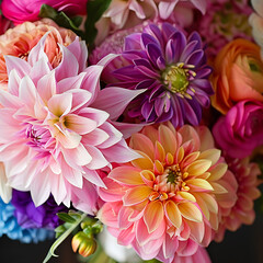 Obraz premium Close up Photograph of a Colorful Mixed Floral Bouquet