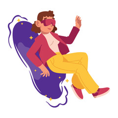 woman with vr glasses connecting to metaverse