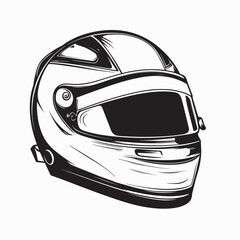 Fototapeta premium Racing Helmet vector illustration. Black and white Racing Helmet vector isolated on white background.