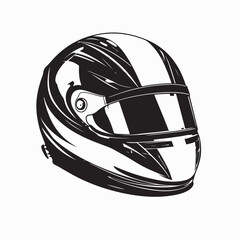 Fototapeta premium Racing Helmet vector illustration. Black and white Racing Helmet vector isolated on white background.