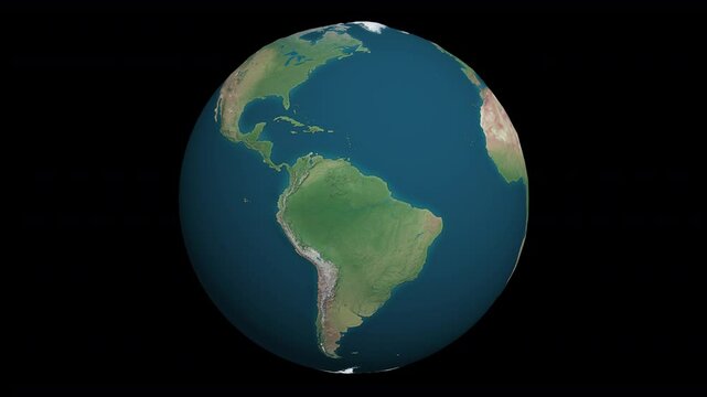 Rotating Planet 3D Earth - Terrain Bump Detailed Seamless loop on Transparent Background