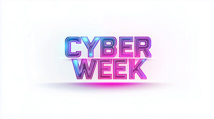 "Cyber Week" neon text with gradient hues on white, Clean and contemporary style, Great for e-commerce campaigns or branding