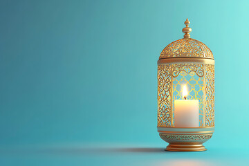 Islamic ramadan kareem celebration lantern with beautiful bokeh lights in the background.