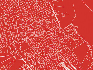 Christmas Map of Palermo Centro, Italy in Snowy White on Festive Red Background.